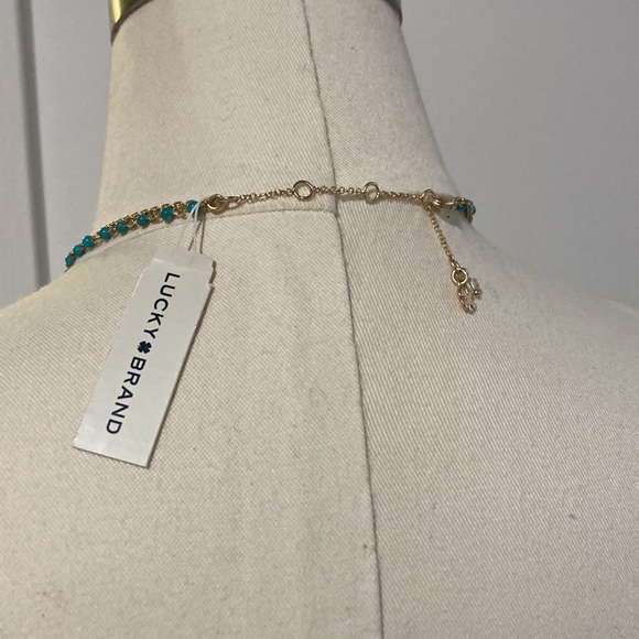 NWT Lucky Brand double tier tag and horn turquoise pendant necklace - Picture 5 of 6